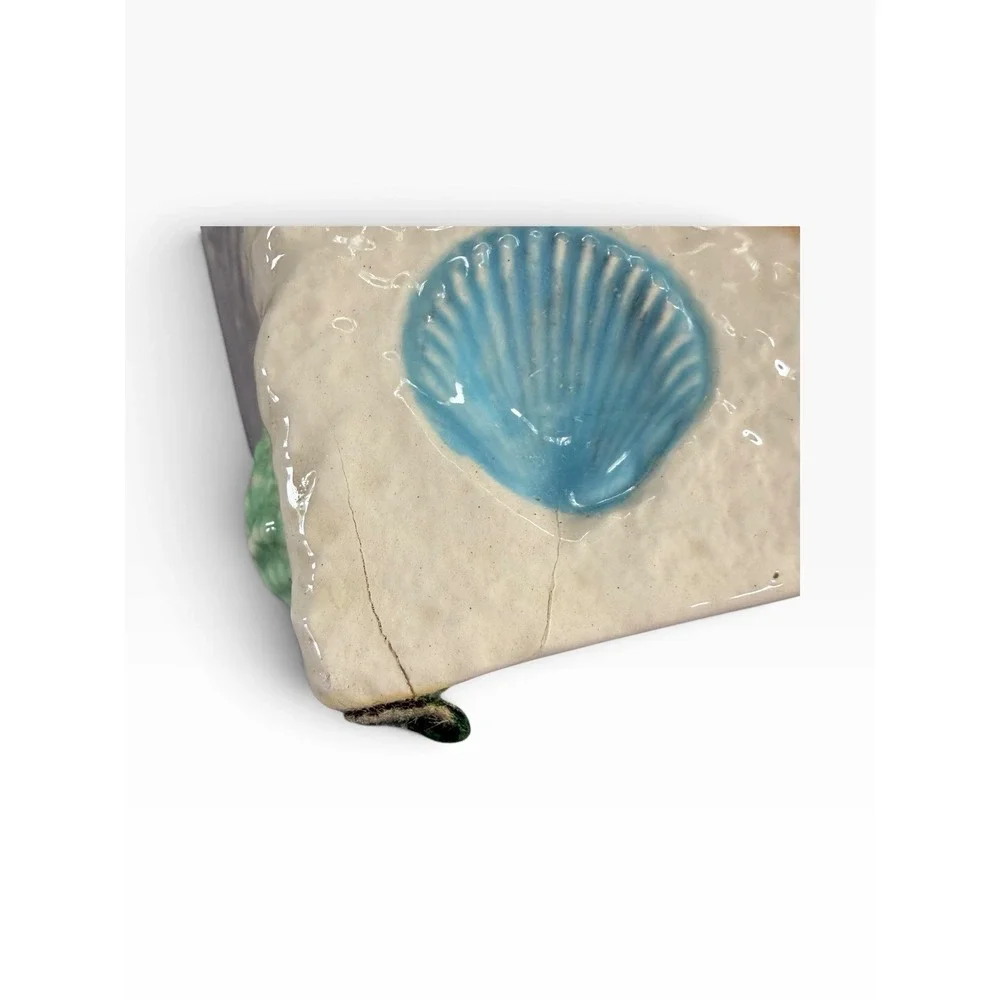 Tissue Box Cover Vase Ceramic Starfish Sea Shells Ocean Beach House Costal MCM